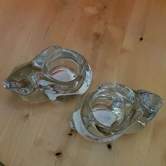Clear Indiana Glass Rabbit Bunny Votive Candle Holder Set of 2 - Picture 12 of 15